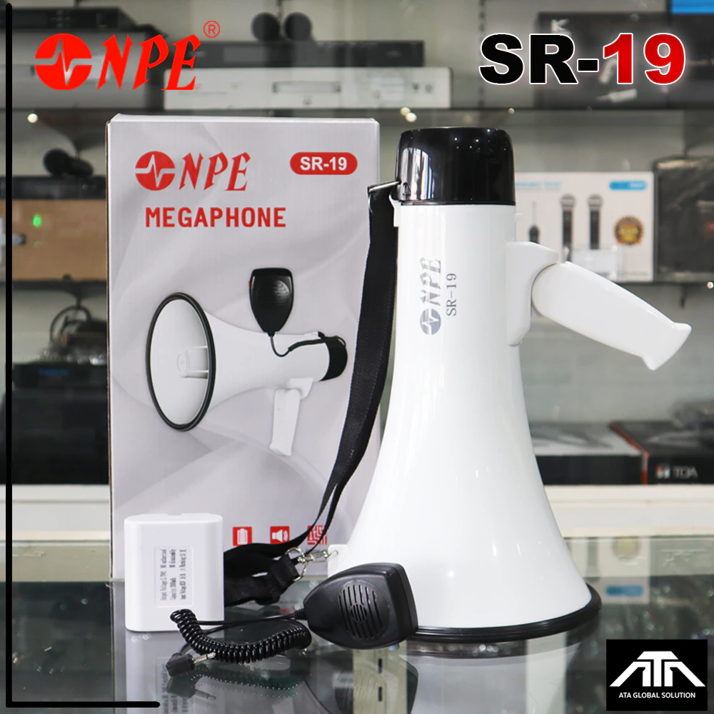 โทรโข่ง NPE SR-19 Megaphone NPESR19 50 W โทรโข่ง มี Bluetooth USB SD CARD NPE SR 19 บันทึกเสียงได้