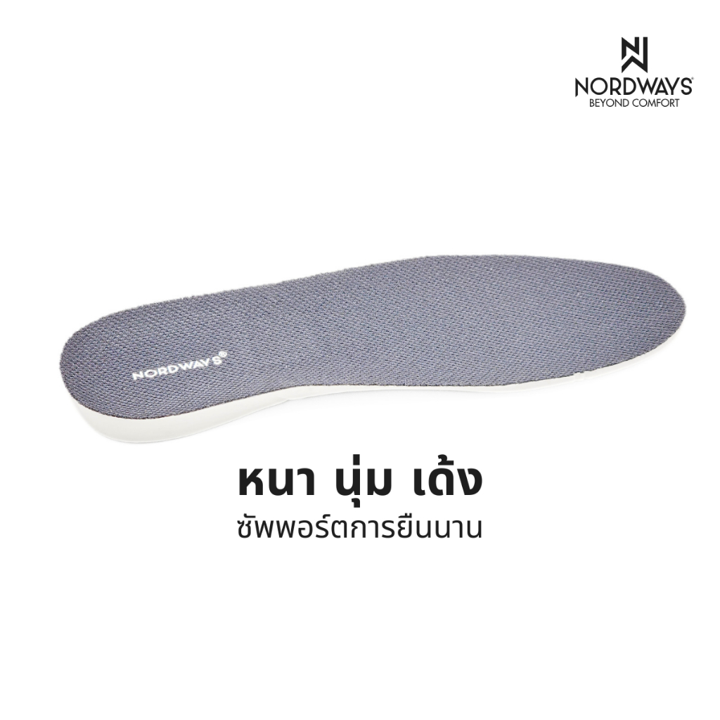 Nordways รุ่น NJOY รองเท้าผ้าใบ ใส่เดิน ใส่ทำงาน นุ่ม กันลื่น ทน มีISO สีขาว/สีดำ Size36-48