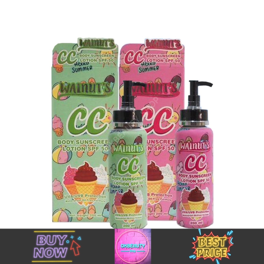 Walnut's CC Body Sunscreen Lotion SPF50 วอลนัท ซีซี บอดี้ ซันสกรีน โลชั่น (200ml.)