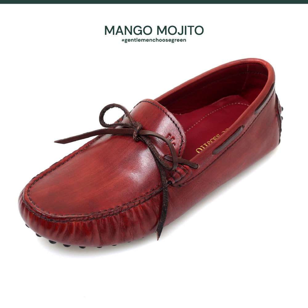 [พร้อมส่ง] MANGO MOJITO รองเท้าหนังรุ่น Mojito Loafer (Lace) สี Red Spy