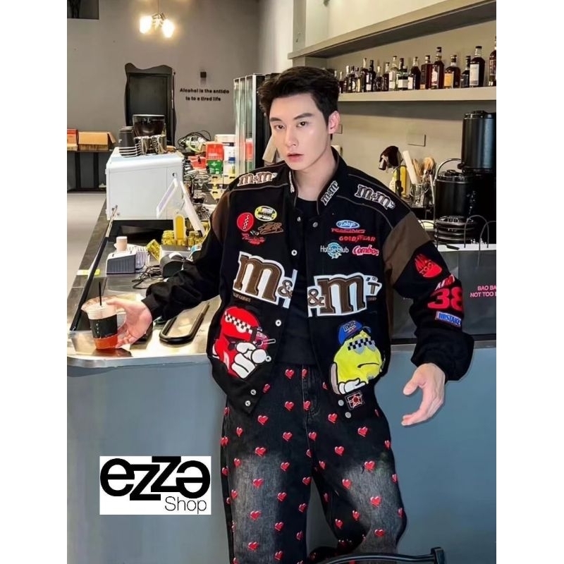 แจ็คเก็ตผ้าแคนวาส ปักลาย NASCAR M&M สวย สปอร์ต