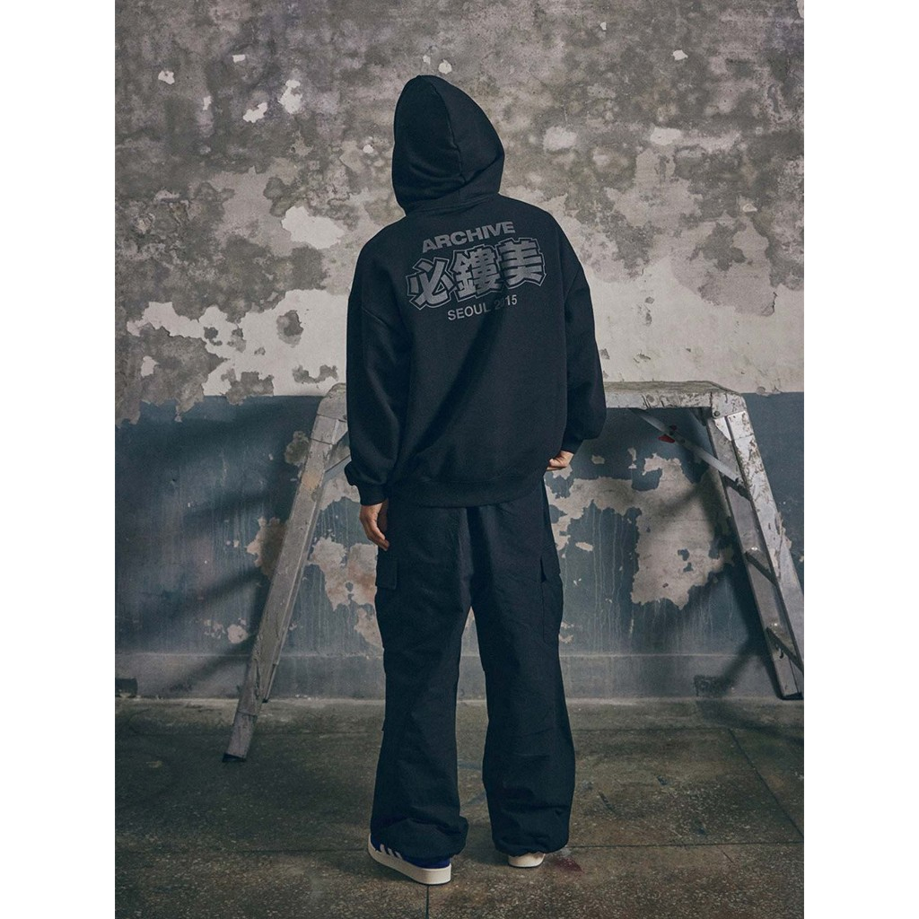 [FLMNT] OVERFIT ARCHIVE SINOGRAPH HOODIE 3color light grey/wine/black
