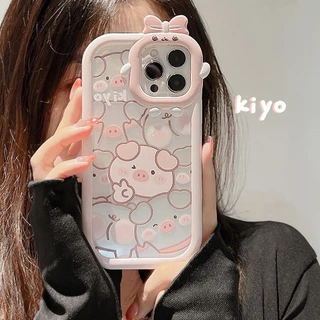 Case for iPhone 11 12 13 14 15 Pro Max 6/8/7 14 15 Plus X/XS Max SE ลายการ์ตูนมอนสเตอร์ ประดับโบว์ เคสเคลือบนิ่ม