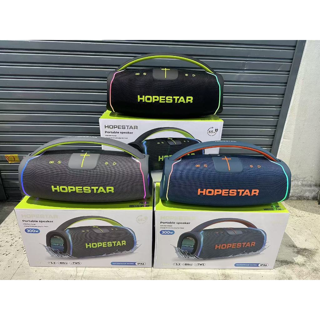 Hopestar A65 ลำโพงบลูทูธ 300วัตต์ พร้อมไมค์ลอย1อัน ลำโพง6ดอก ปรับเบสได้3โหมด รุ่นใหม่ล่าสุด