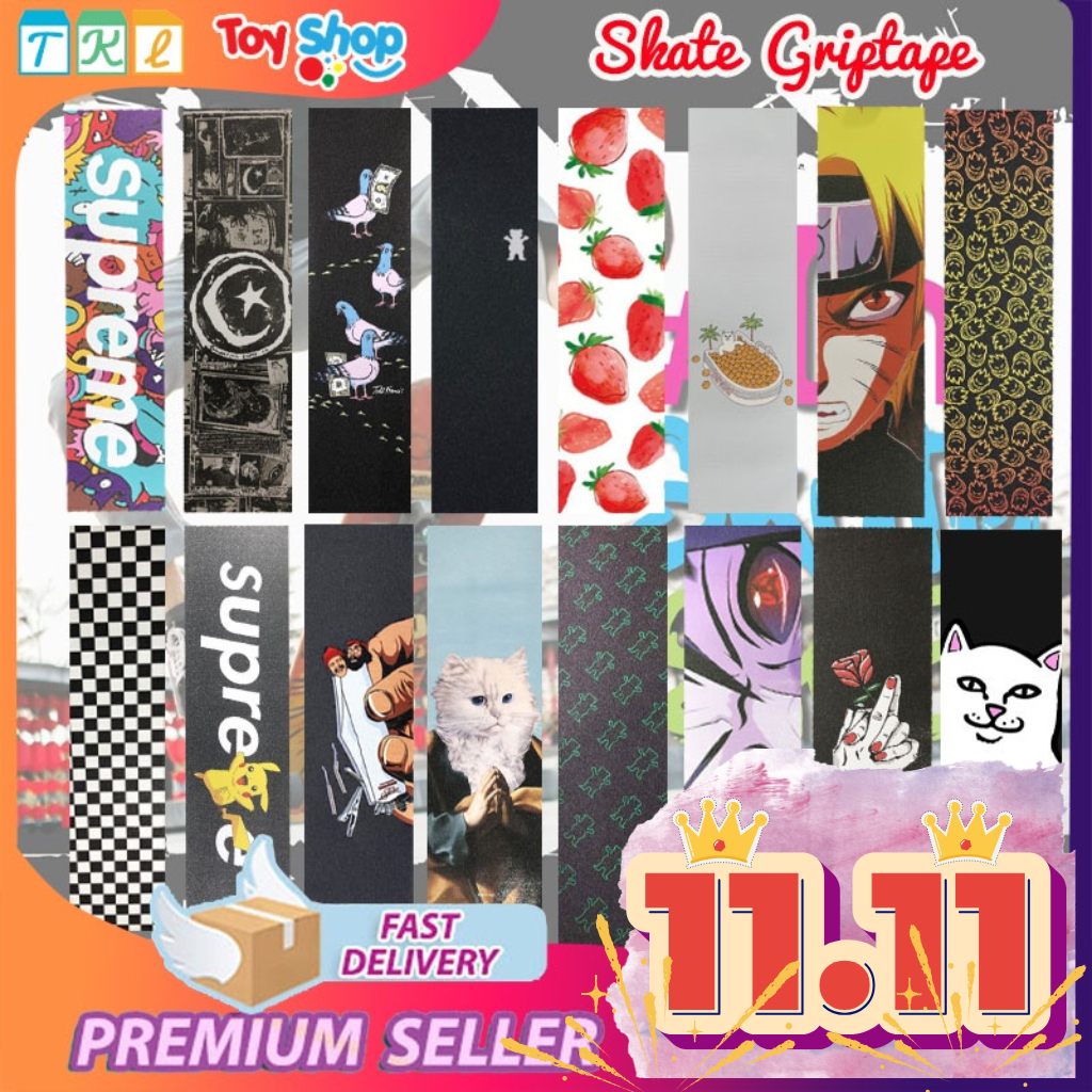 Griptape กริปเทปกระดาษทรายสำหรับสเก็ตบอร์ด สเก็ตบอร์ด เซิร์ฟสเก็ต ลองบอร์ด Skateboard Surfskate ขนาด 84x23 cm