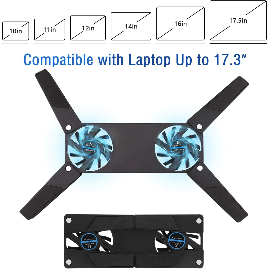 COOLING PAD พัดลมระบายความร้อนโน๊ตบุ๊คแบบพกพาพับขาเก็บได้ 2 ใบพัด รุ่น 818