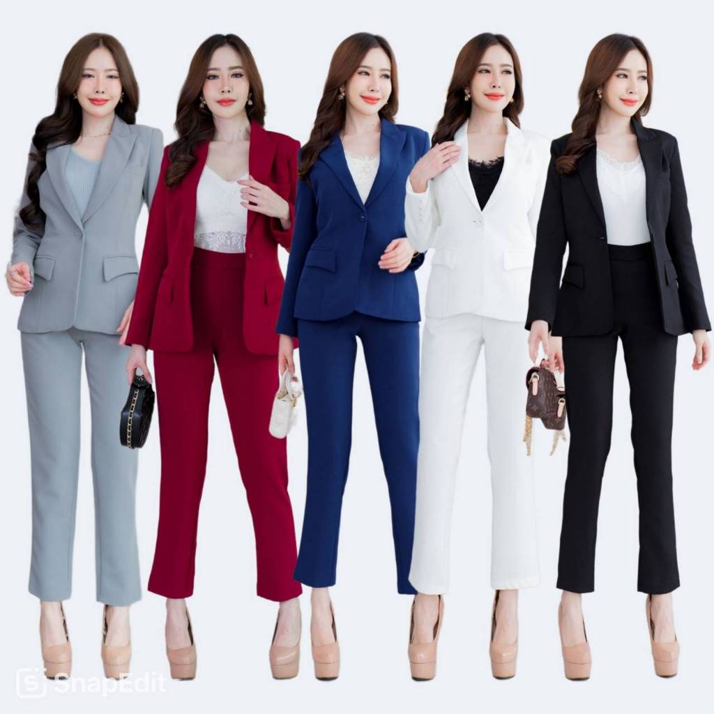 เสื้อสูทผู้หญิงเข้ารูป No.2426 ใส่คู่กางเกงกระบอกเล็ก No.2426-2 (S-6XL)