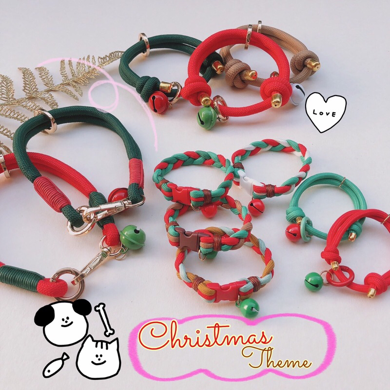 คริสมาสต์มาแล้ววว 🎄ปลอกคอสุนัข ปลอกคอน้องแมวธีมคริสมาสต์น่ารักๆ พร้อมส่งค่า