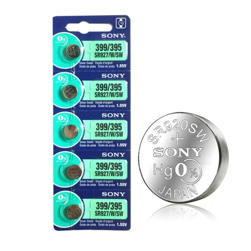 ถ่านSONY 399/395/SR927SW 1.55V แผง5ก้อน(สินค้าใหม่ไฟแรง)