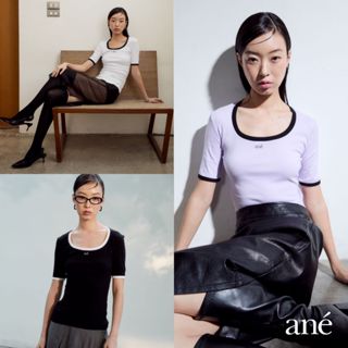 ané trim scoop tee ,เสื้อยืดคอลึก ane.wear