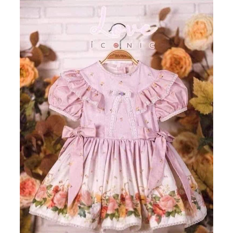 Dress Vintage  s110 เดรส+กิ้ฟ แบรนด์ Tevika