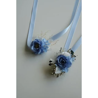 Memoryofflower•ข้อมือเพื่อนเจ้าสาว เข็มกลัด โทนฟ้า Navy ฟ้าsky