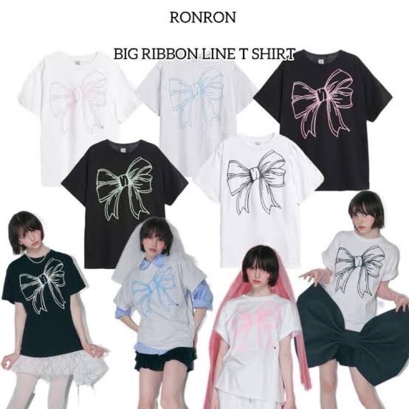 เสื้อยืด oversize เก๋ลายโบRon อก56-60นิ้ว