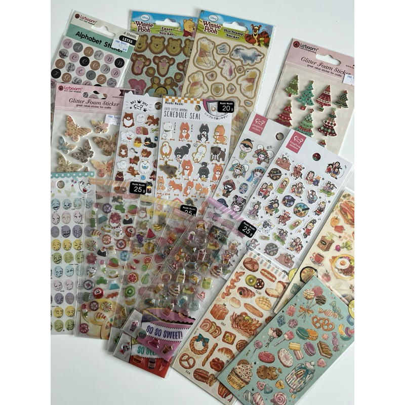 (พร้อมส่ง) - สติ๊กเกอร์เบเกอรี่ แมว หมา คน คริสต์มาส ผีเสื้อ อาหาร หมีพูห์ อักษรภาษาอังกฤษ