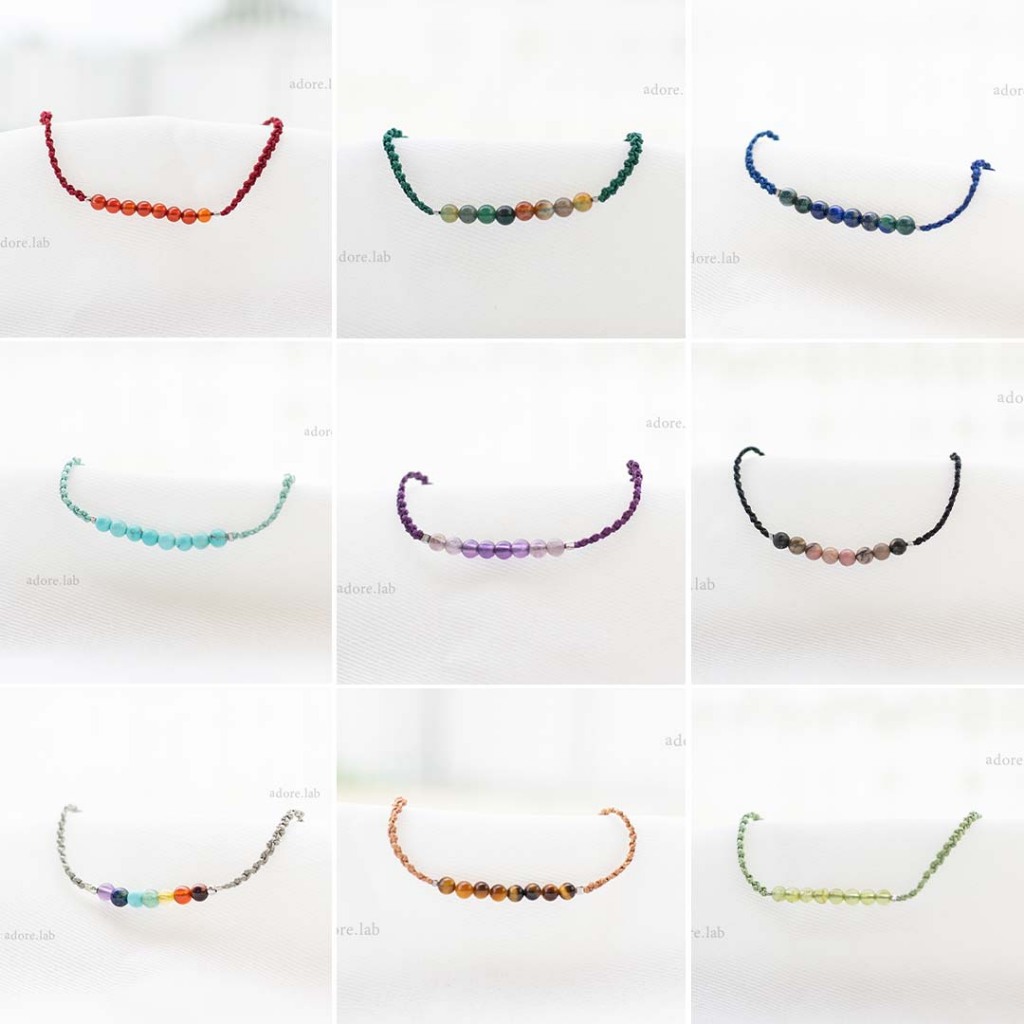 กำไลเชือกหินนำโชค สร้อยข้อมือหินนำโชค หินธรรมชาติแท้ คละได้ 3 ชนิด