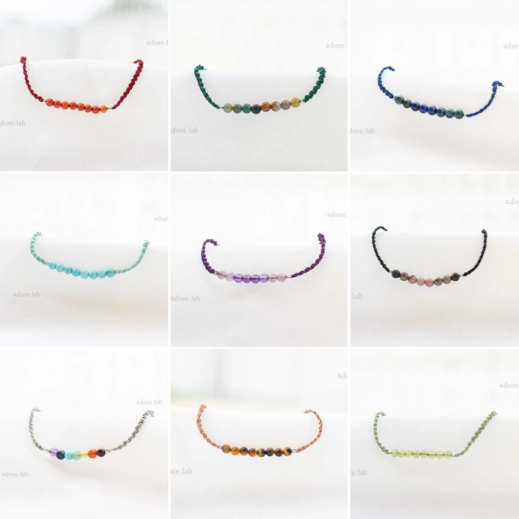 กำไลเชือกหินนำโชค สร้อยข้อมือหินนำโชค หินธรรมชาติแท้ คละได้ 3 ชนิด