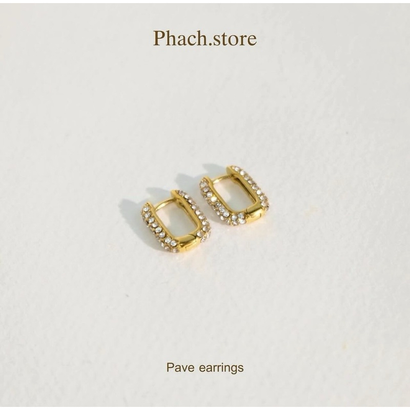 Pave earrings - stainless steel