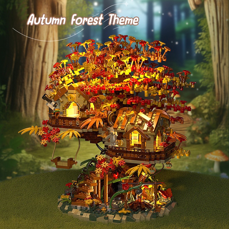 2000+PCS DIY ตัวต่อ บ้านต้นซากุระ แบบอย่างสถาปัตยกรรม บ้านต้นไม้ ขนาดใหญ่ ของเล่นตัวต่อ ของขวัญ