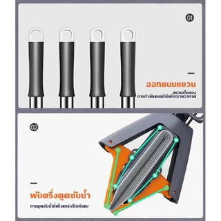 T-ONEไม้ถูพื้นฟองน้ํา PVA 28 ซม. แฮนด์ฟรี บีบแห้ง ไม้ถูพื้นทําความสะอาดพื้น ไม้ถูพื้นเปียกและแห้ง ดูดซับน้ําที่มีประสิทธ