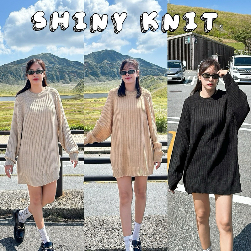 𝐒𝐇𝐈𝐍𝐘 𝐊𝐍𝐈𝐓 เสื้อไหมพรม ทรงโอเวอร์ไซส์ สาวตัวเล็กสามารถใส่เป็นมินิเดรสได้ (freesize & unisex)