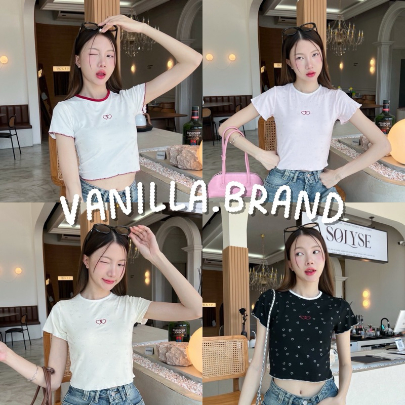เสื้อครอปยืดสกรีนเพชร -kn / VB0337