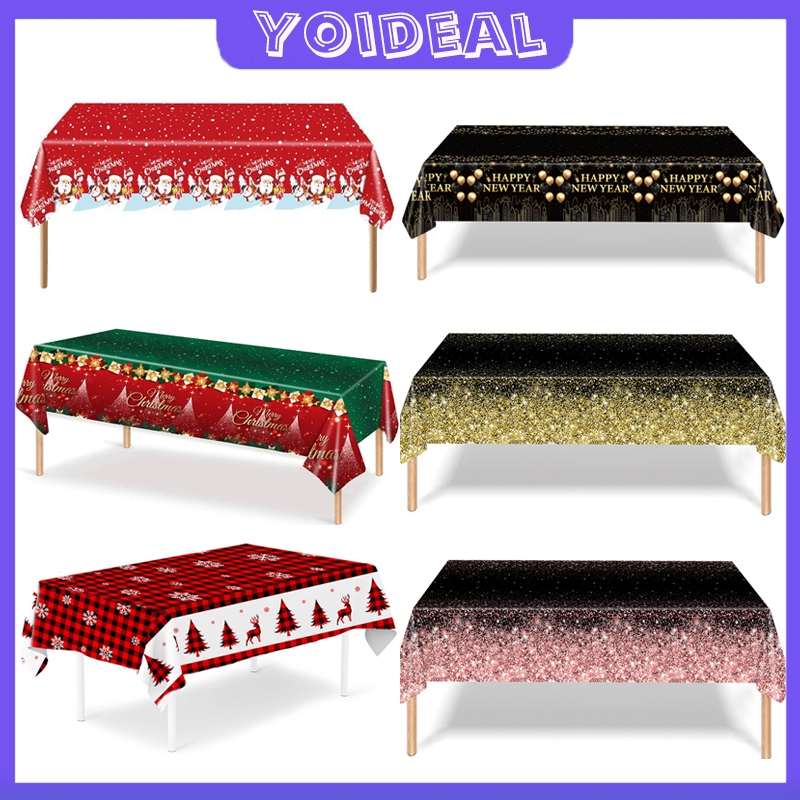 ผ้าปูโต๊ะ PVC 2024 2025 ายซานตาคลอส กวาง เกล็ดหิมะ 6/8 ที่นั่ง สําหรับตกแต่งคริสต์มาส ปีใหม่ ขนาด 220×130ซม. กันน้ํามัน
