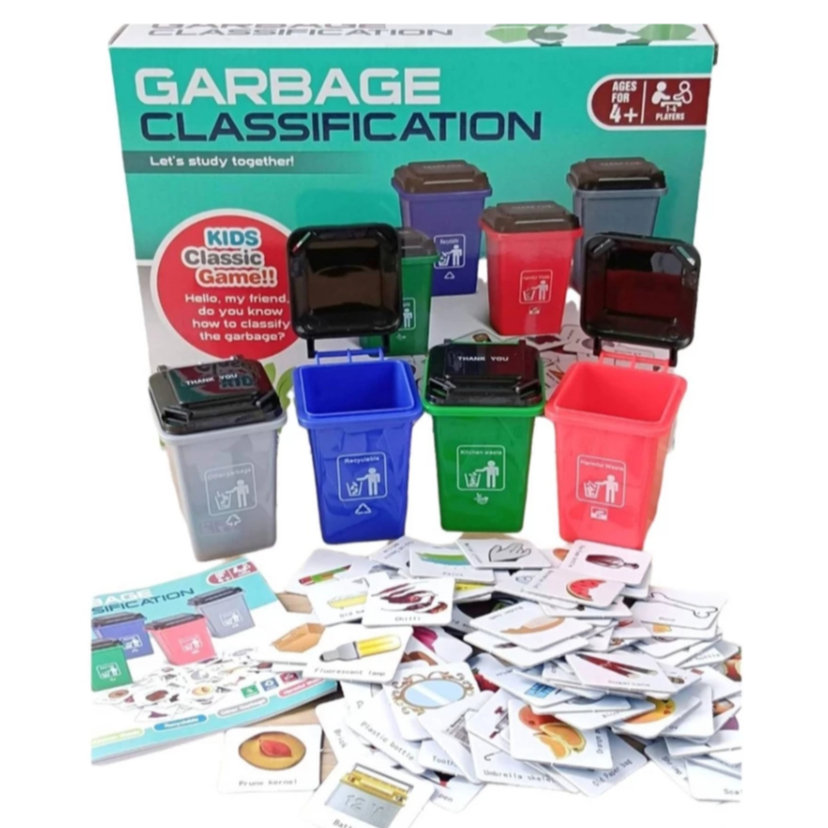 พร้อมส่ง บอร์ดเกมส์ เกมส์แยกขยะ Garbage Classification เกมส์ฝึกท่องคำศัพท์ แยกชนิดขยะการ์ดคำศัพท์