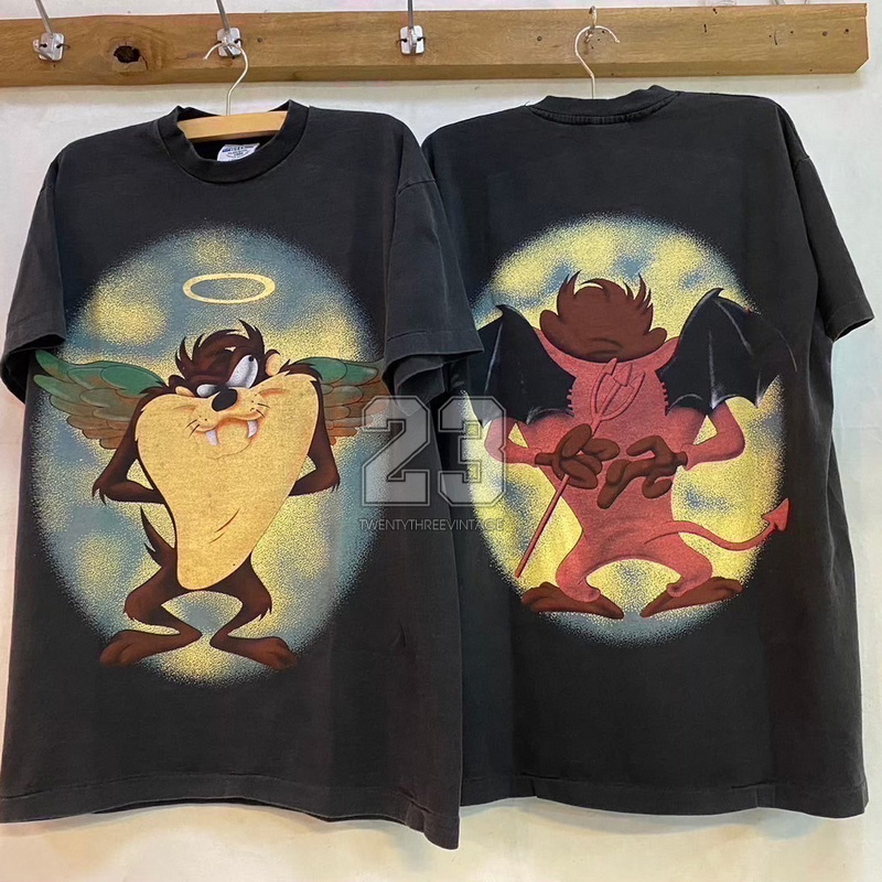 [ 23 ] Taz Mania  ป้าย Bootleg แท้ ฟอกไบโอ เสื้อการ์ตูน เสื้อวินเทจ vintage shirt