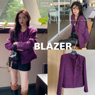 📍พร้อมส่ง📍Blazer ผ้าทวิตโทนสีม่วง แต่งกระดุมสวย TAG : JIN GU…