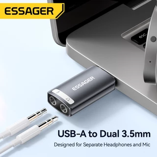 Essager Type-c เป็นการ์ดเสียงภายนอก 3.5 มม. คู่อะแดปเตอร์