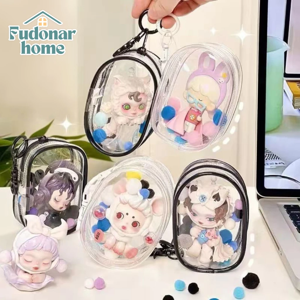 Fudonar กระเป๋าอาร์ตทอย 10 cm กระเป๋าพลาสติกใสใส่ตุ๊กตา มีซิป สําหรับตกแต่งพร็อพแต่งตัว