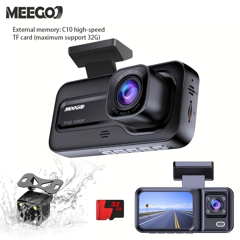 MeeGoo 4K 1080P กล้องติดรถ 2 นิ้ว 3 กล้อง dash cam เครื่องบันทึกการขับ โหมดกลางคืน จับการเคลื่อนไหว thumbnail 8