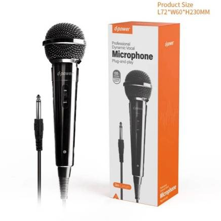 d-power MIC-K52B ไมค์โครโฟน เเบบมีสาย / Microphone 6.35 mm. สายยาว 3 เมตร