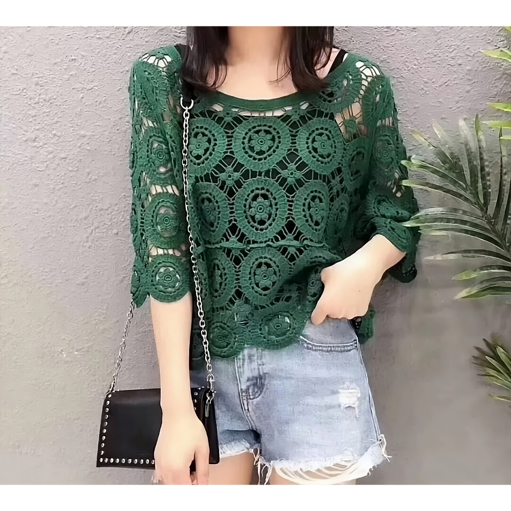 knowyouมาใหม่ เสื้อแขนกระดิ่งลายดอกไม้ตรงกลางวงแนววินเทจสไตล์สาวเกาหลี แมทซ์ได้หลายลุคใส่ได้ทุกโอกาส