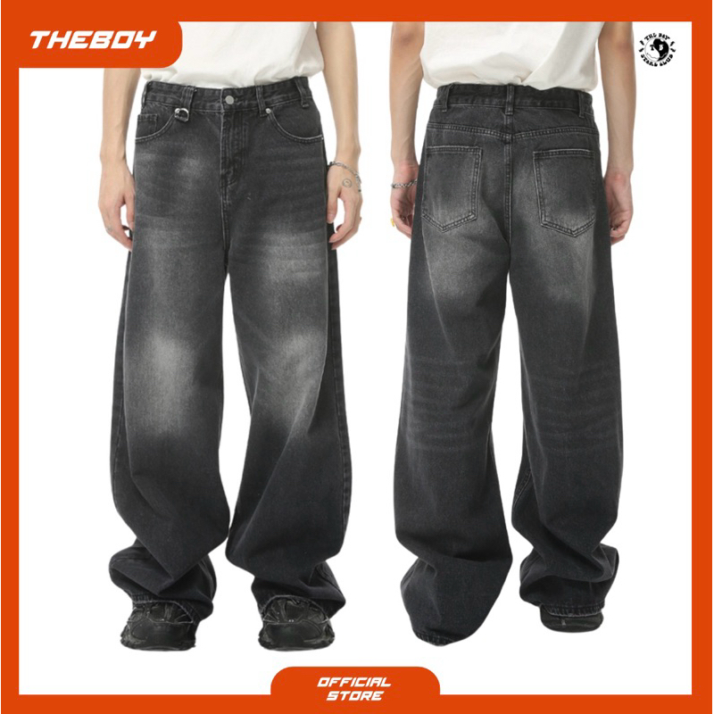 THEBOY-NEPPER HIGH JEANS กางเกงยีนส์ทรงกระบอกโคร่ง *แนะนำสูง175cm+