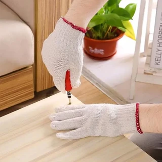 (12คู่) ถุงมือผ้าทอ ถุงมือถักด้ายคอตตอน ใช้ป้องกันของมีคม กระชับข้อมือ ไม่หลุดง่าย Sumo
