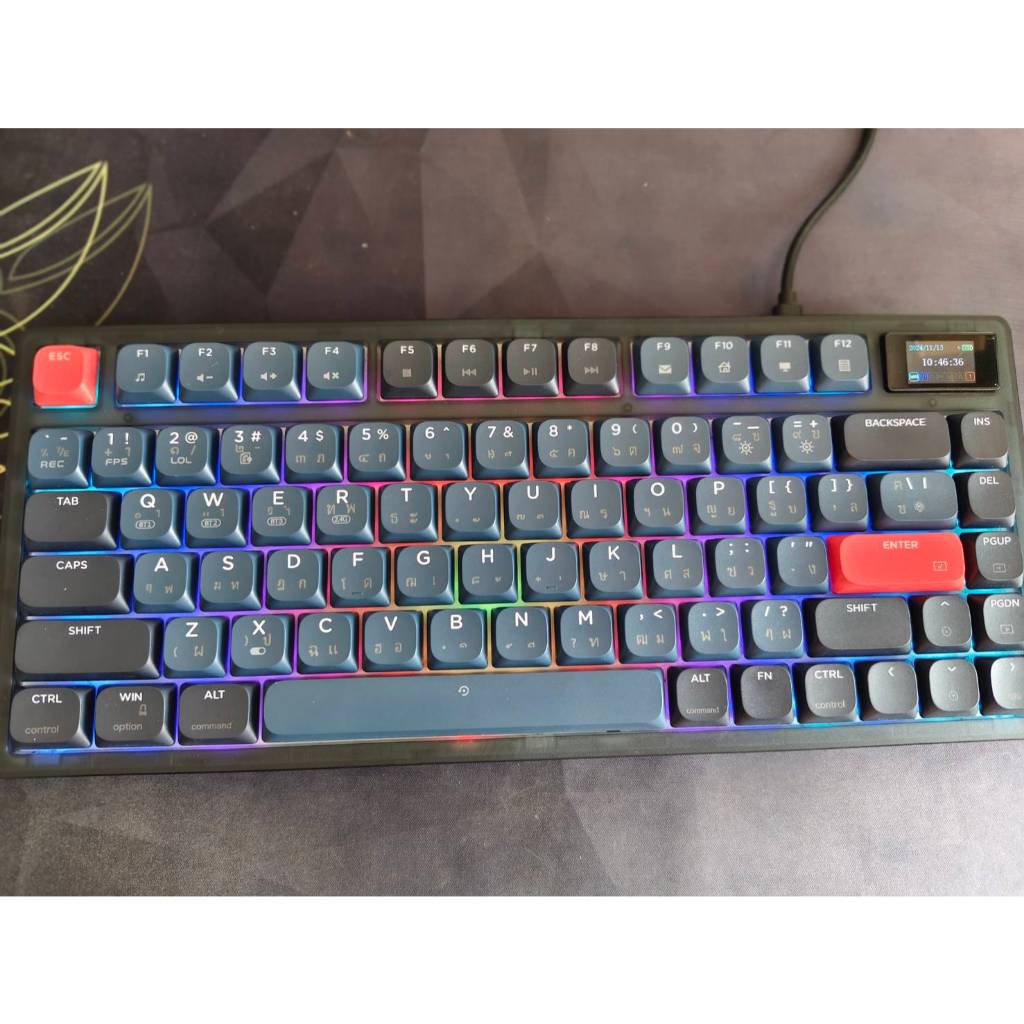 [[มือสอง]]WIRELESS KEYBOARD (คีย์บอร์ดไร้สาย) AJAZZ AK832 PRO (BLACK-BLUE) (BLUE SWITCH RGB EN/TH)