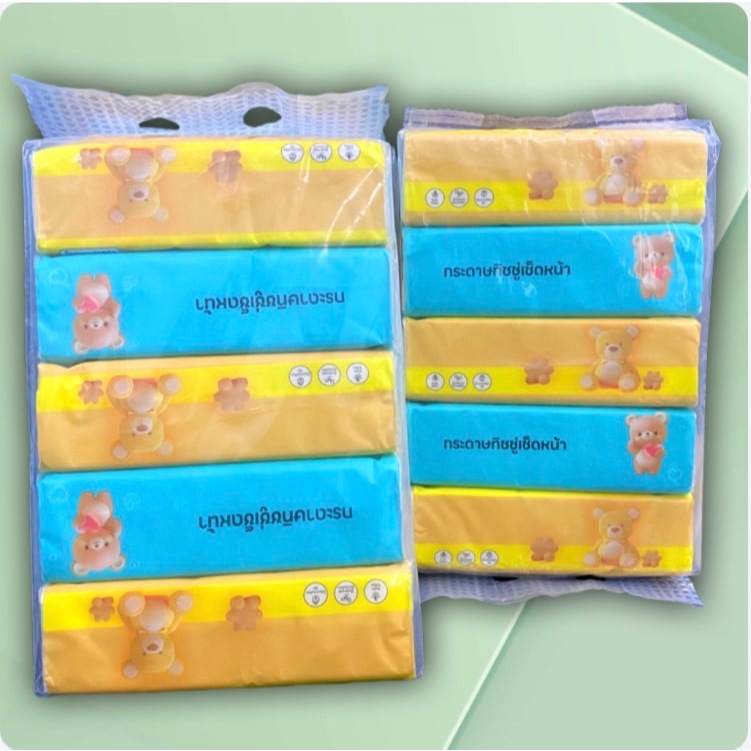 ✨แพ็คละ 5 ห่อ✨ กระดาษทิชชู่ไร้ฝุ่น กระดาษป๊อปอัพ ไม่เป็นขุย ห่อ แผ่นคู่ หนา 2 ชั้น รุ่น : T18-1 - รูปที่ 3