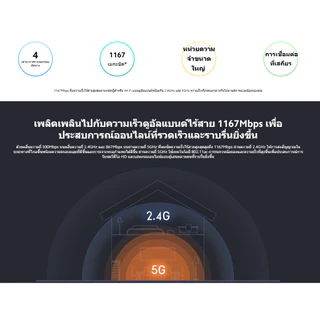 (NEW) Mi Router 4A เราเตอร์ ให้ความเร็วสูงสุดรวม 1167 Mbps เหมาะสำหรับการใช้งานพร้อมกันหลายอุปกรณ์ด้วยความเร็วที่เสถียร