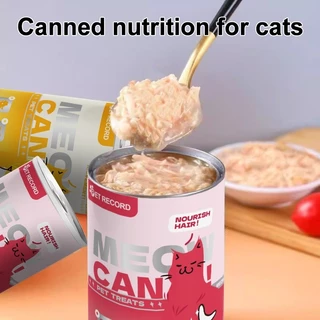 แบบใหม่ 450g แมวกระป๋อง อาหารเปียกแบบกระป๋อง อาหารแมวน้ำเกรวี่ ลดอาการขนร่วง ส่งเสริมระบบภูมิคุ้มกัน