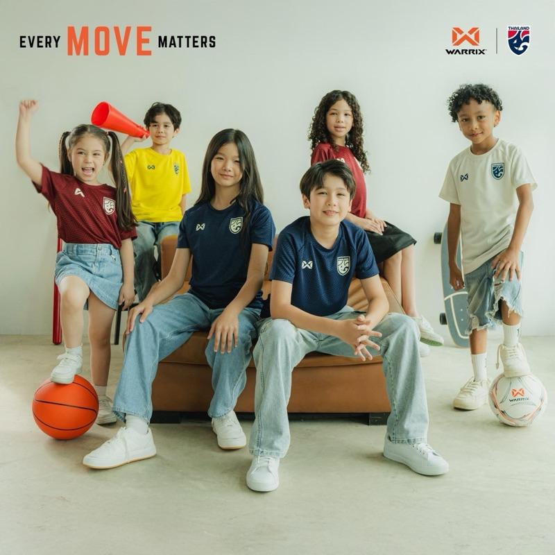 Warrix เสื้อเชียร์ ทีมชาติไทย ปี 2024/25 ทรงเด็ก (Cheer Kids Version) THAILAND NATIONAL FOOTBALL JERSEY CHEER KIDS 2024-