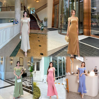 G112 เข้าใหม่ ชุดเดรส ชุดออกงาน ชุดเพื่อนเจ้าสาว ช่วยพรางแขน…