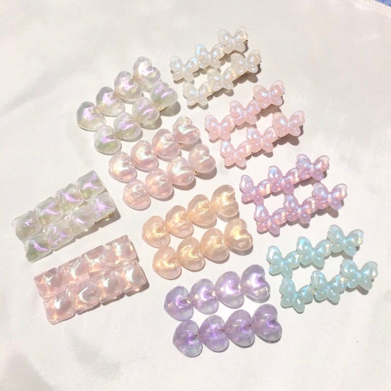 กิ๊บอะคริลิคคริสตัส *กลิตเตอร์วิ้ง* สไตล์เกาหลี ลูกคุณ (6.5 cm.)
