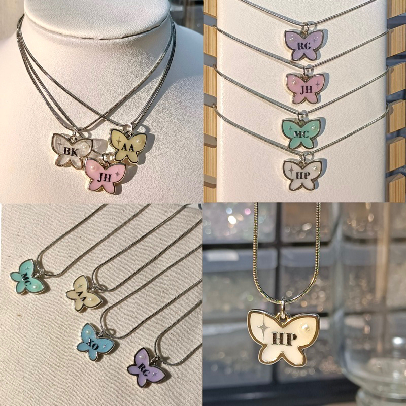 สร้อยคอ+จี้ผีเสื้อ 🦋  | * Custom เพิ่มอักษรได้ 2 ตัว A-Z | แจ้งทางแชท หรือข้อความถึงผู้ขาย