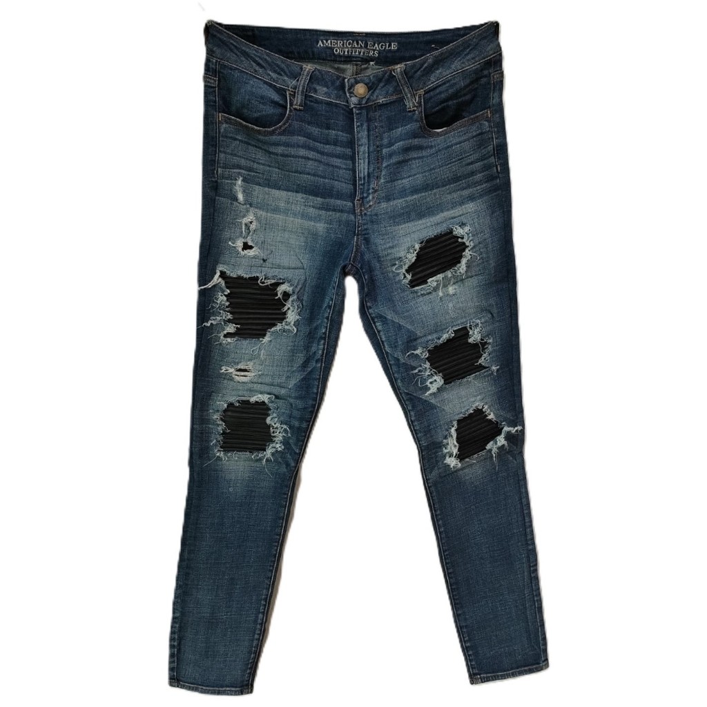 กางเกงยีนส์ แบรนด์ AMERICAN EAGLE แต่ง CUSTOM ซ่อนบั้งหนัง ผ้านุ่ม ยืด ฟอกเฟด สวยใหม่ (W32-W33-W34)