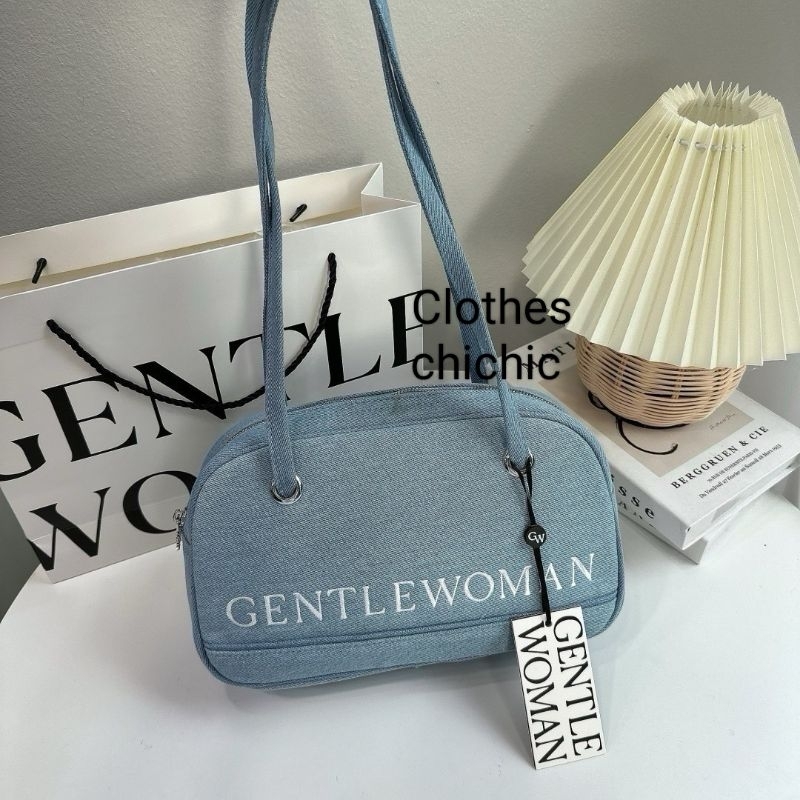 GENTLEWOMAN Shoulder bag กระเป๋าสะพาย ทรงหมอน ผ้ายีนส์ แมทชุดง่าย