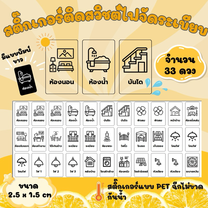 สติ๊กเกอร์ติดสวิตช์ไฟ มินิมอล แบบใส ขาวทึบ จัดระเบียบ เนื้อ PET ทนน้ำ ไม่ฉีกขาดง่าย ไม่ทิ้งคราบกาว 33 ดวง – โปรปัง