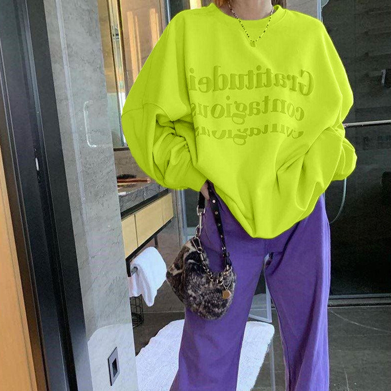 LHSundayส่งไวจากไทย เสื้อแขนยาวสกรีนอักษรภาษาอังกฤษ ทรงหลวมใส่สบาย สีสวย ผ้านิ่มๆ ใส่กันหนาวกันแดดได้หมด คือดีย์นะต้องมี