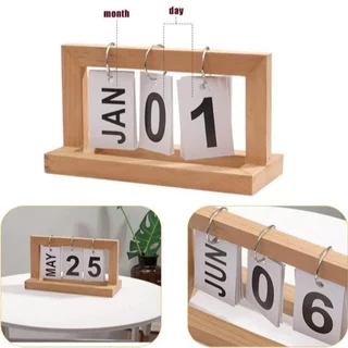 ปฏิทินหมุนหน้ากระดาษ ทำจากไม้ ตกแต่งโต๊ะ Wooden Calendar ปฎิทินตั้งโต๊ะ ของแต่งห้องสไตล์มินิมอล E71