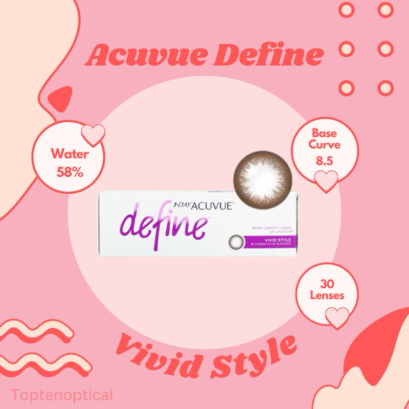 แบ่งขาย Acuvue define สี Vivid Style 0.00 ถึง -7.00